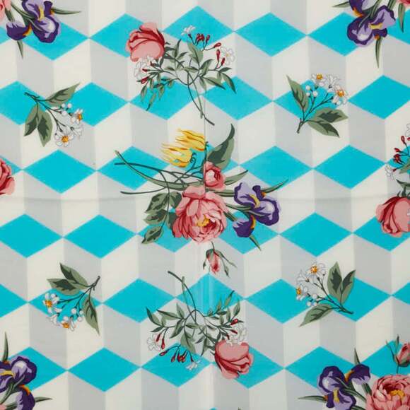 Tiffany & Co. floral ribbon large scarf/muffler in blue silk for women. - Picture 2 of 6